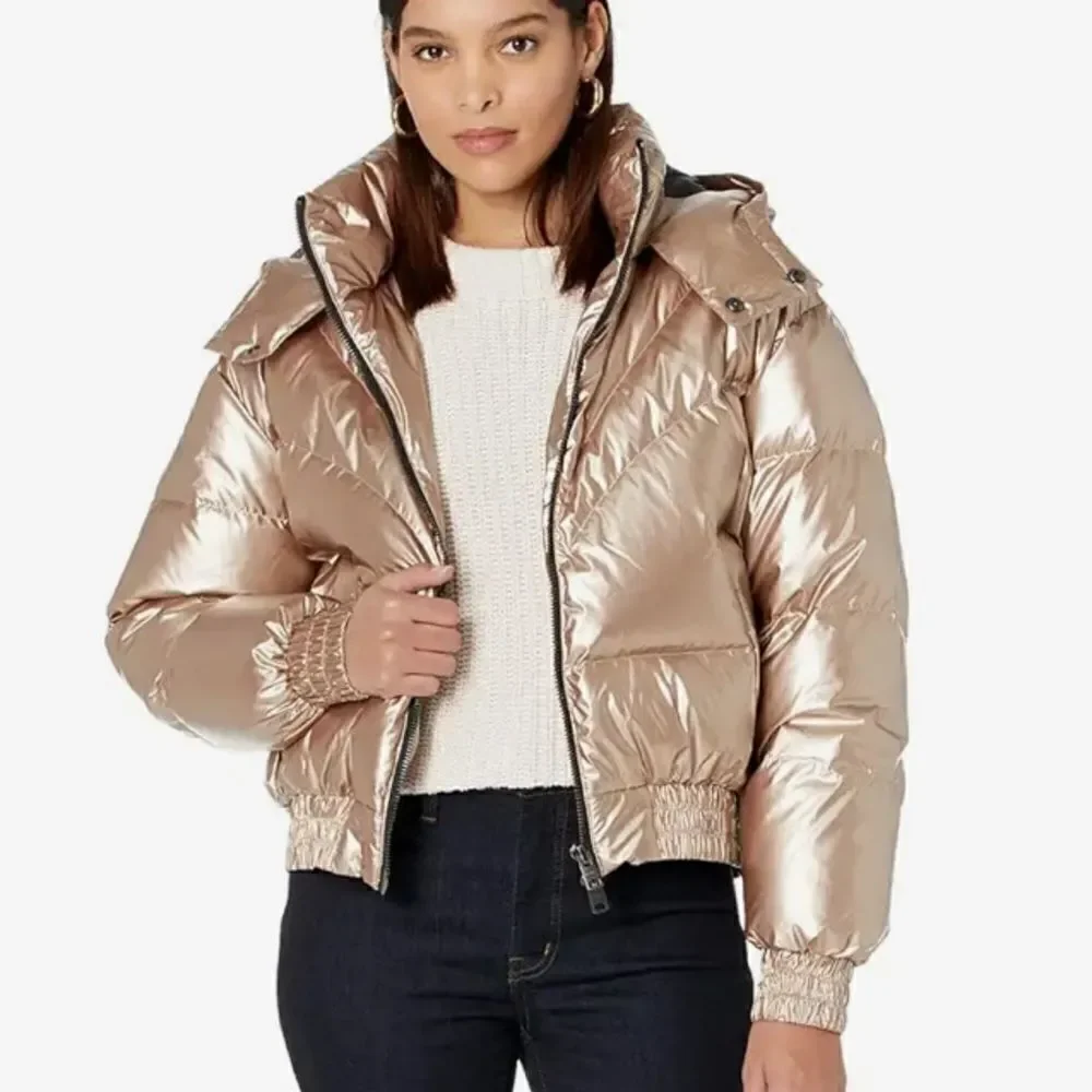All Saints Rose Gold Mika Metallic Winter Ski/Snow Puffer Coat/Jacket. Size 10